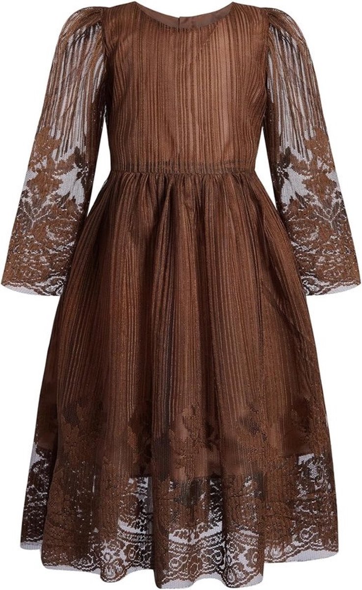 Elegante Geborduurde Meisjesjurk met Tule voor Feest en Bruiloft