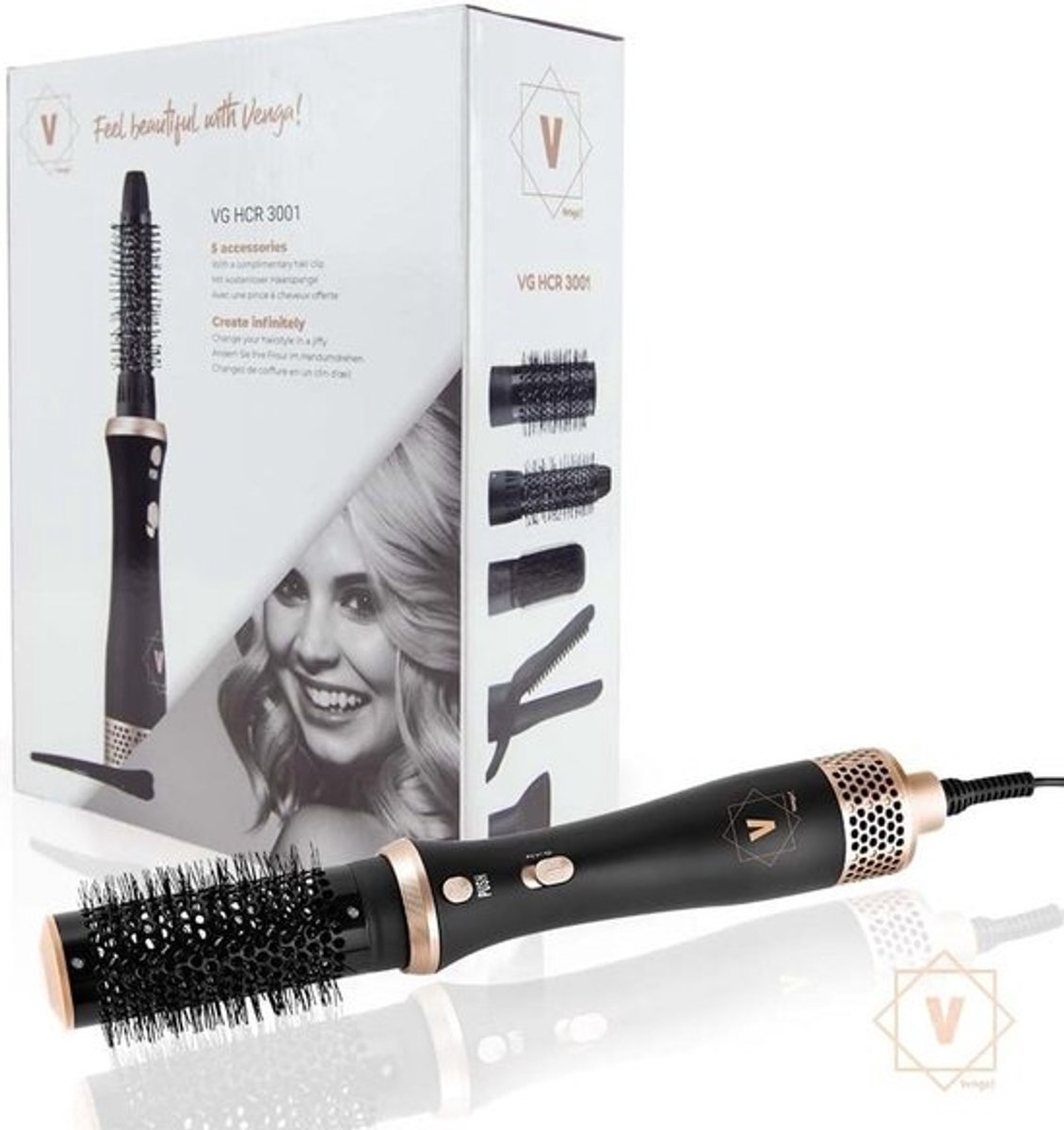 5-in-1 Föhnborstel Set met Ionische Technologie voor Krullen, Stijlen en Volume - 600W