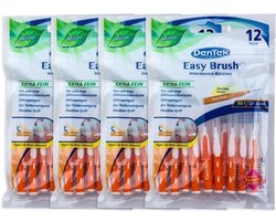 DenTek Easy Brush Interdentale Borstel 2 mm - 3 mm Extra Fijn ISO 1, 4 x 12 stuks, Mintgeur