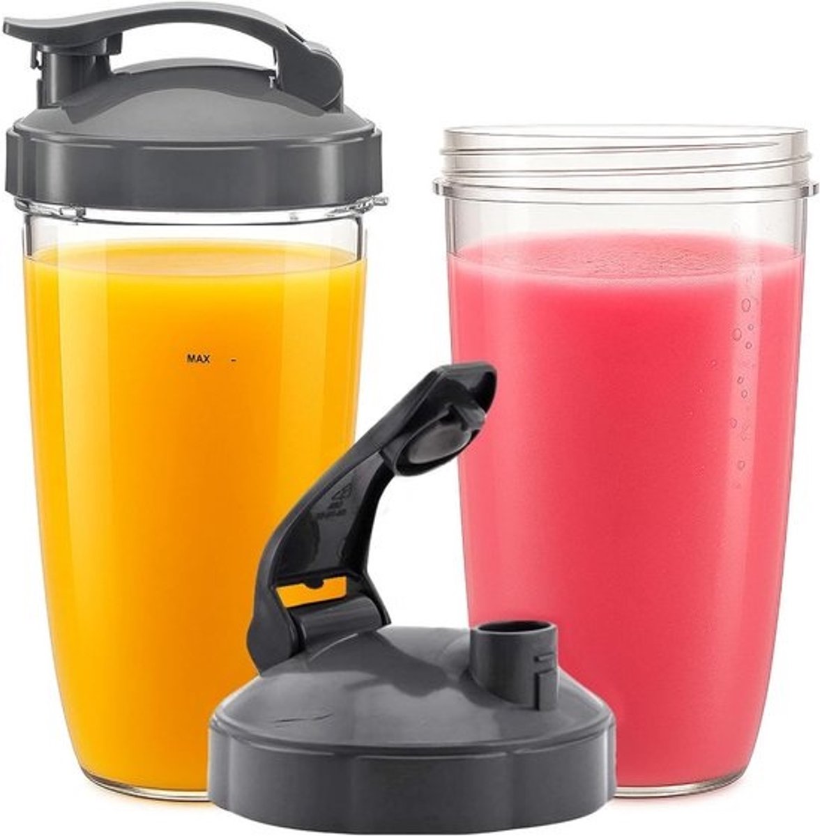 Set van 2 Grote Glazen (900ml) met Hendel en Dop voor Krachtige Blender