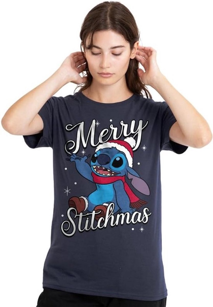 Dames T-Shirt met Vrolijke Kerstprint en Santa Hoed