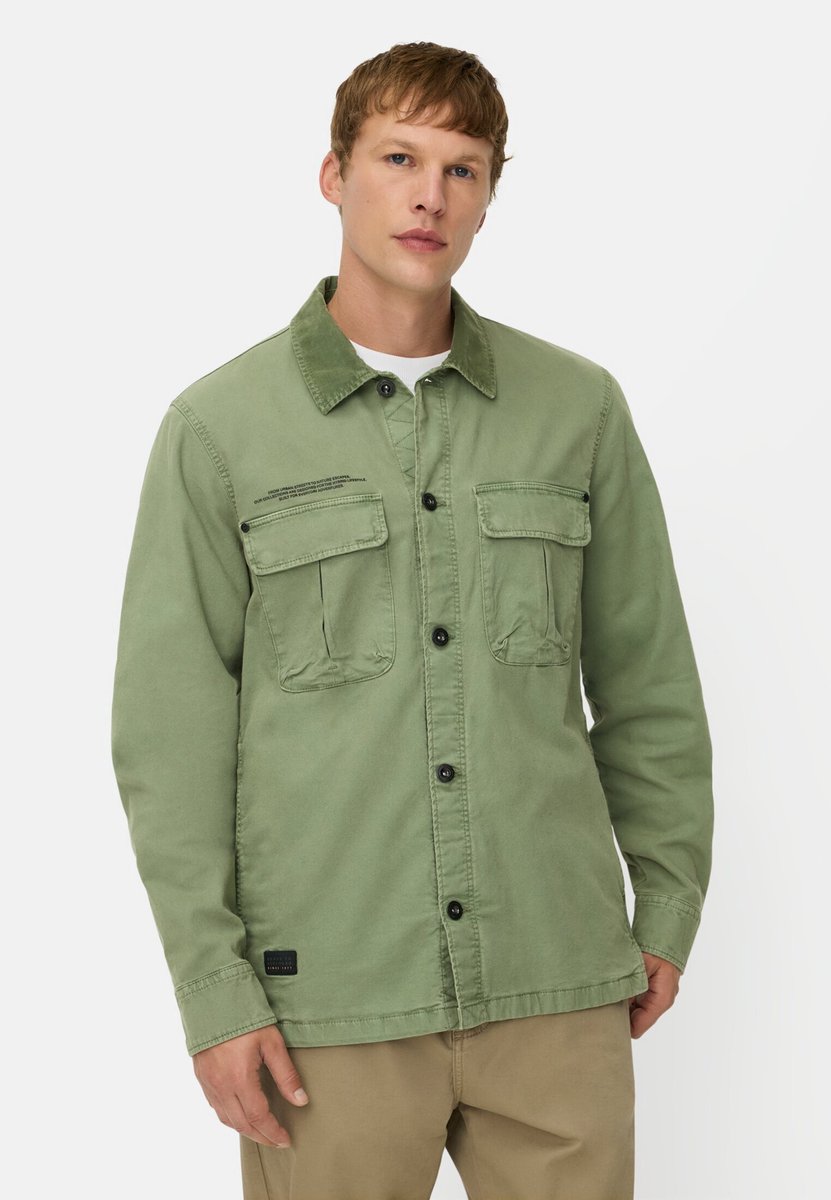 camel active Overshirt met klepzakken en 2-weg stretch - Maat menswear-L - Bladgroen