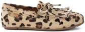 Lazamani hairy leren loafers met luipaardprint