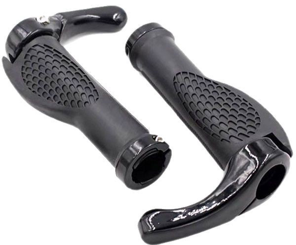 Ultralichte Lock-on Mountainbike Handvatten met Bar Ends in Zwart, Ergonomische Anti-slip Fietsgrips met Comfortabele Palmsteun, Eenvoudig te Monteren Stuurgrepen voor MTB, Racefiets en Stadsfiets