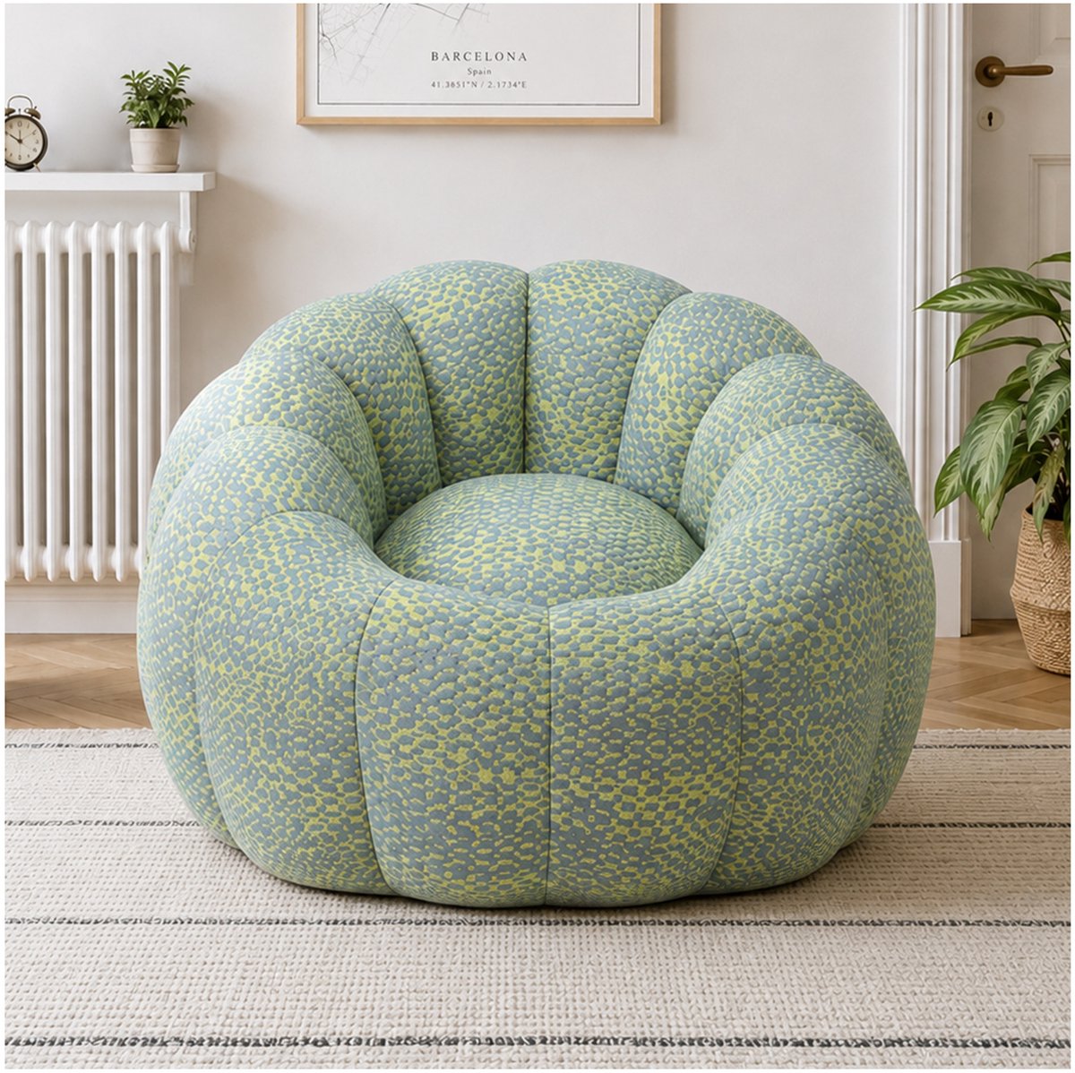 COVREO Zitzak 112x105x74 cm geel grijs polyester - met rugleuning - voor binnen