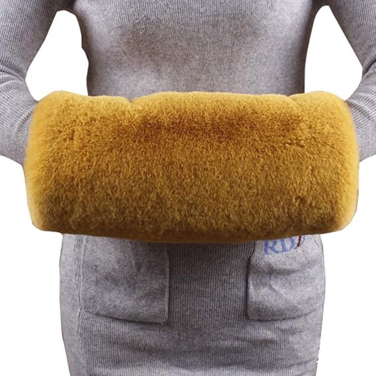 Dikke, imitatie konijnenbont handwarmers, dikke en warme handschoenen, wintermouwen Geschikt voor mannen en vrouwen (geel).