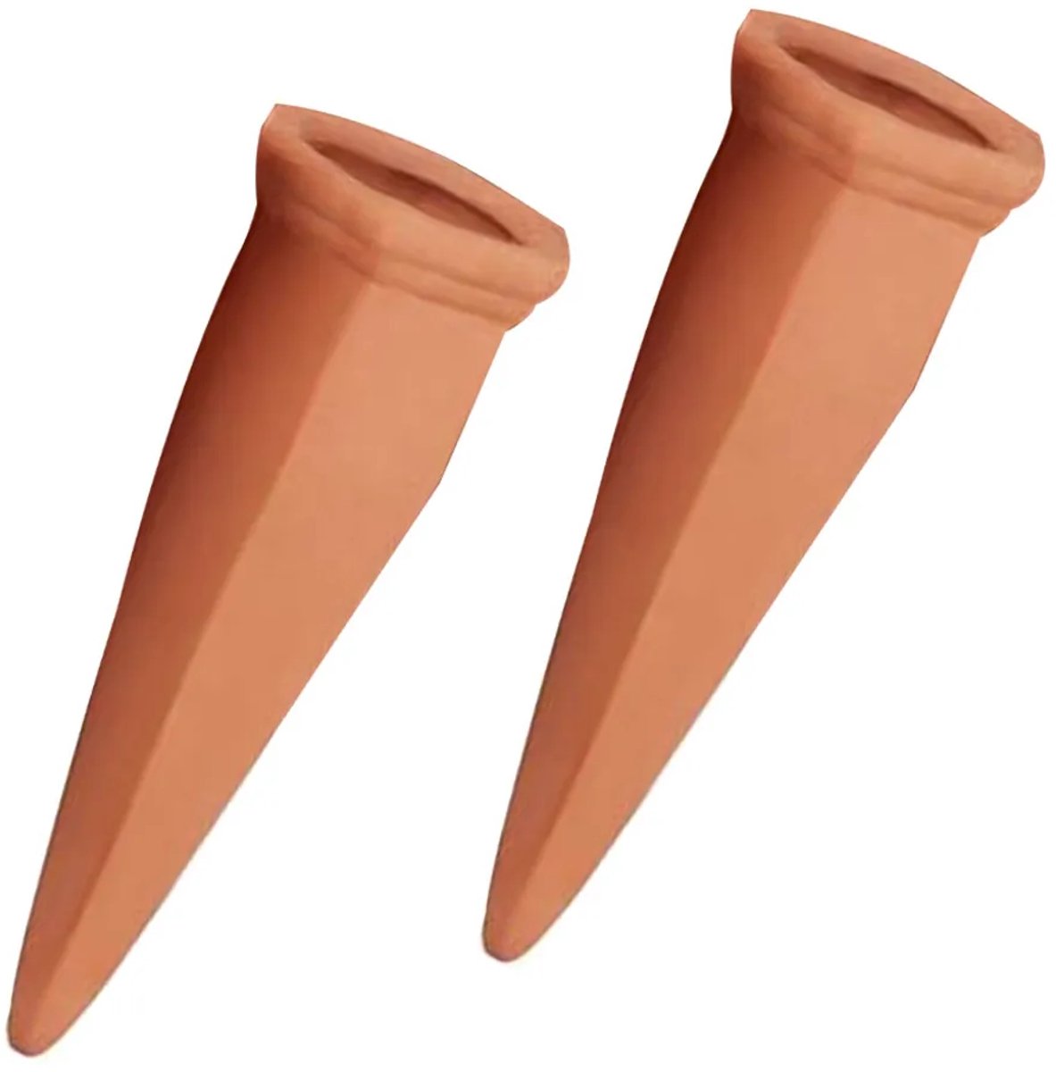Terracotta gieters in kegelvorm, set van 6, Geschikt voor het bewateren van wijnflessen en PET-flessen.