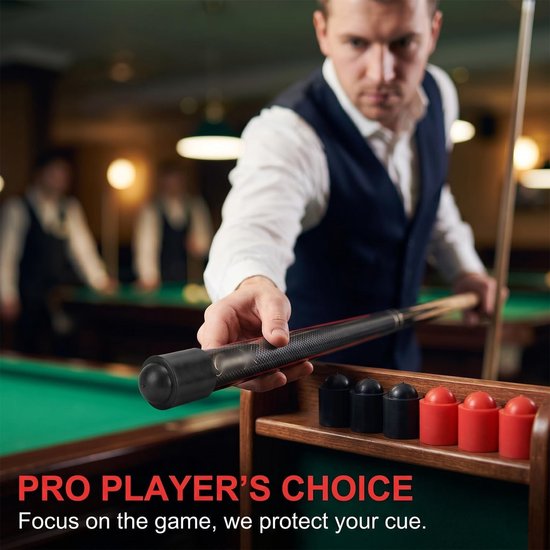 8 rubberen biljartkeu-beschermkappen, accessoires voor biljart, snooker en pool, 4 zwart + 4 rood — afbeelding 2