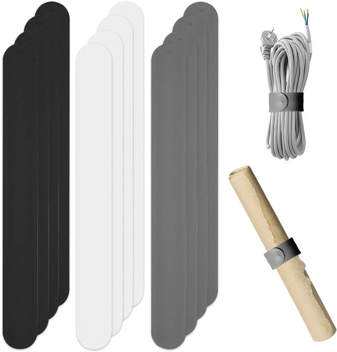 12 Stuks Flip Cover Silicone Metalen Strips voor Opberging van Inpakpapier en Posters - 1x20cm Stabilizer en Slap Strap voor Organisatie