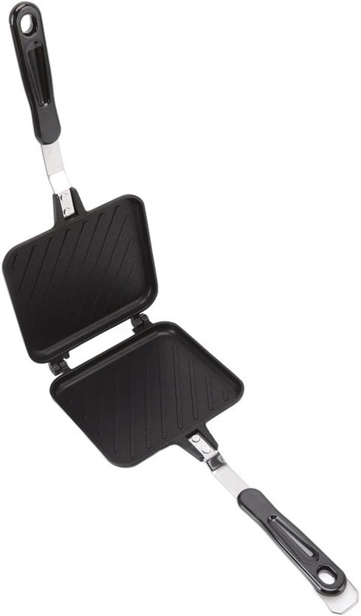 Sandwich Maker - Tosti Apparaat - Ontbijt Bereiden - Non-stick Coating - 35x15x3 cm - Zwart