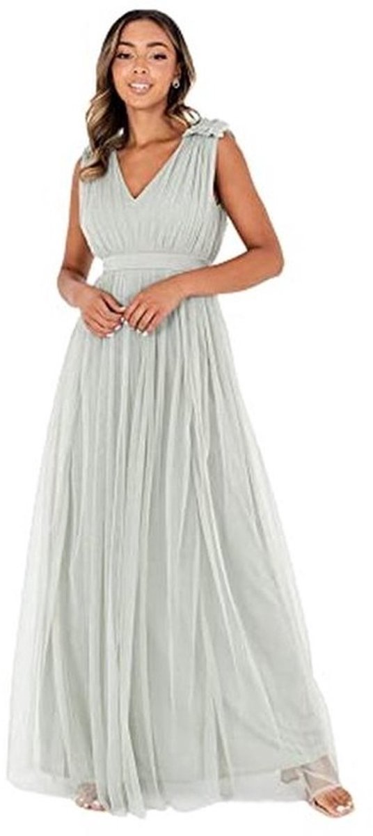 Elegante Maxi Jurk met Ruffle V-Hals voor Bruidsmeisjes en Bruiloften