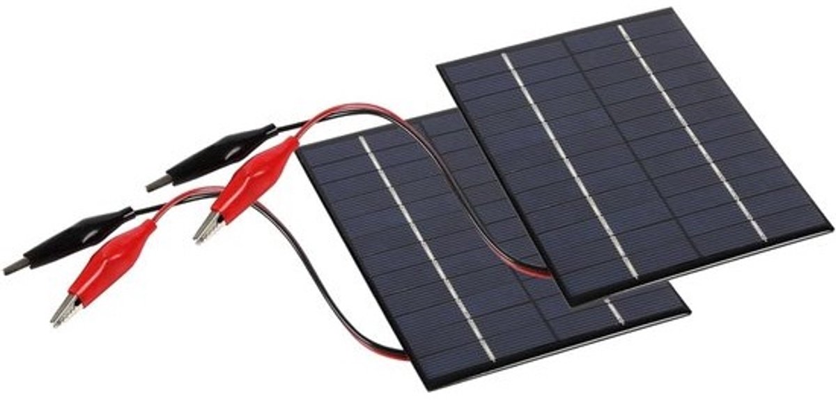 Set van 2 compacte 2 Watt 12 Volt zonnepanelen voor batterij opladen