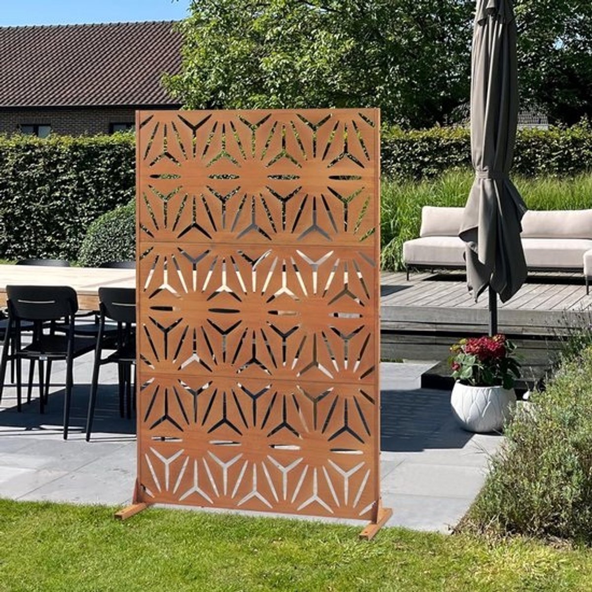 Scheidingswand voor Binnen en Buiten - Privacy Scherm met Windbescherming - 180x120 cm - Cortenstaal Patina