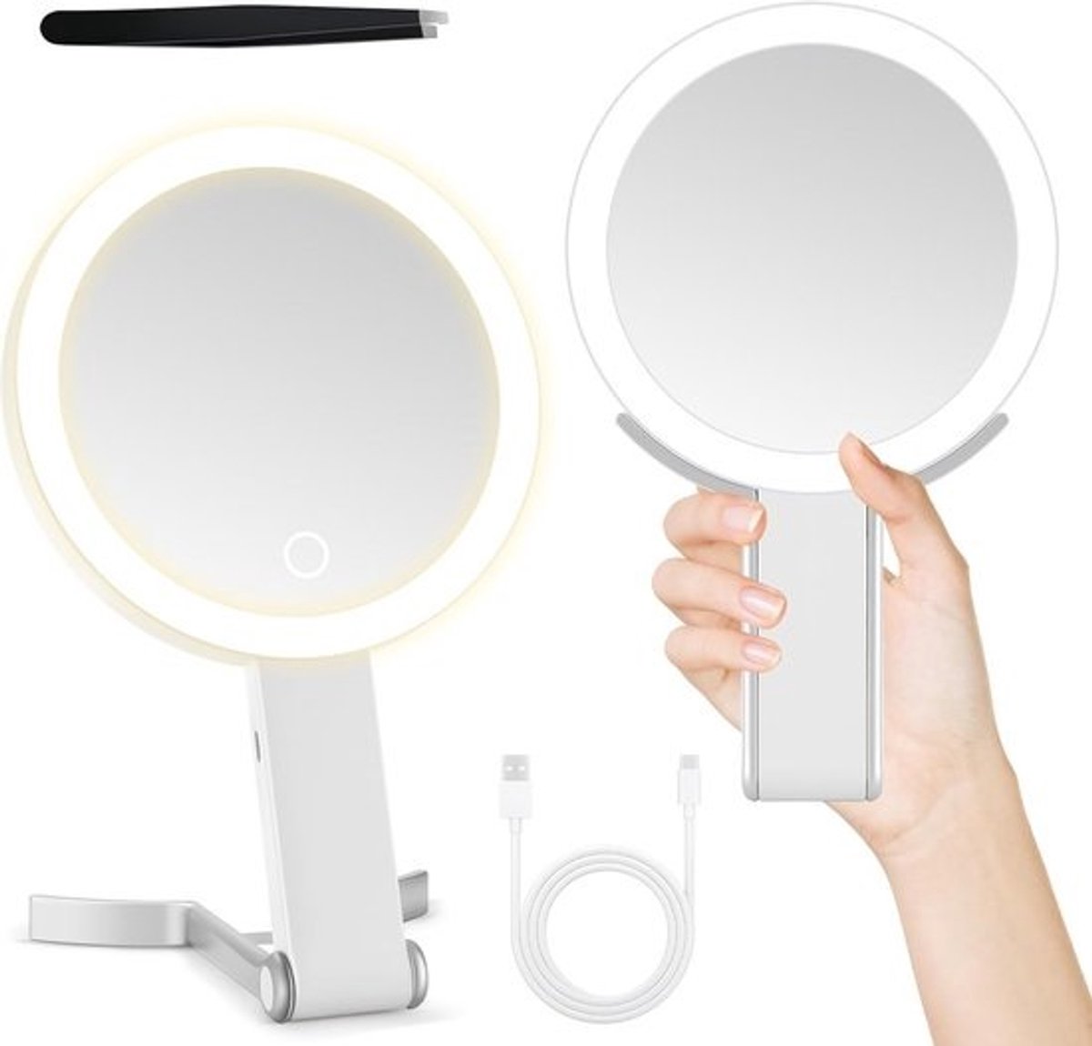 Vergrootspiegel met LED-Verlichting en 30x Vergroting voor Make-up en Precisiewerk