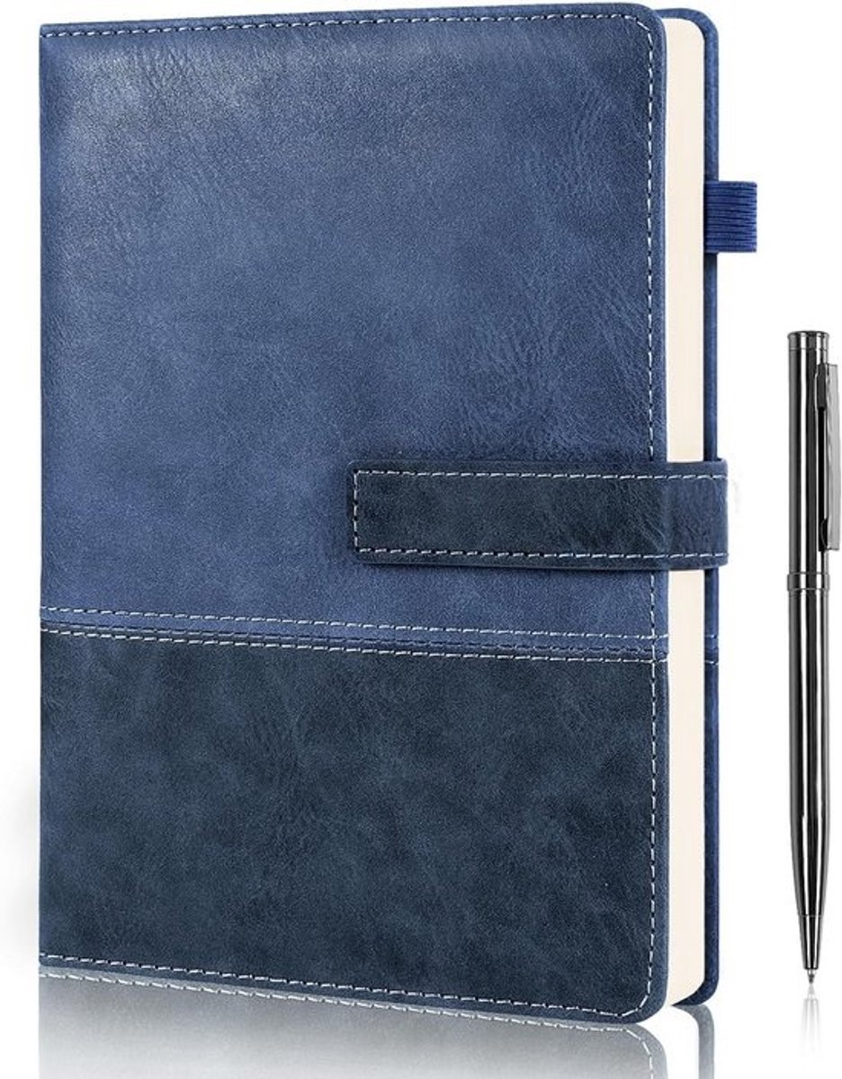 Luxe A5 Leren Notitieboek met Pen, Hardcover Dagboek voor School, Kantoor en Thuis