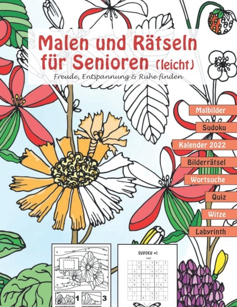 Puzzel- en kleurboek voor Ouderen: Plezierige Hersengymnastiek met Grote Tekst