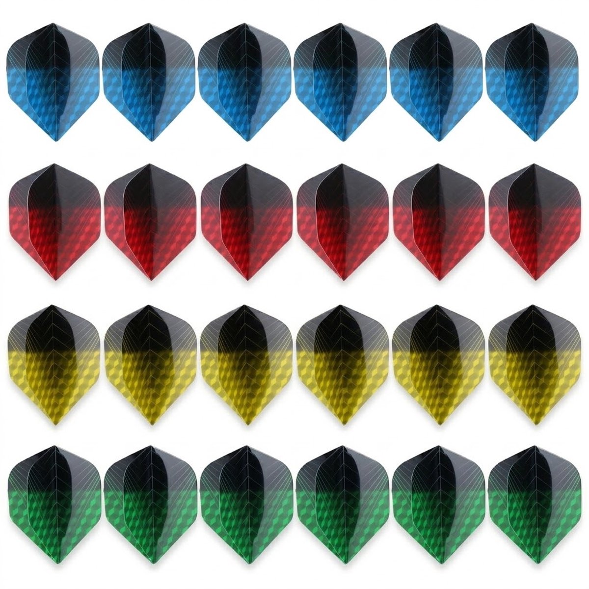 Rood blauw groen geel dart flights set unisex standaard vorm kunststof vervangende flights 24 stuks met geometrisch patroon darts accessoires set voor alle spelers