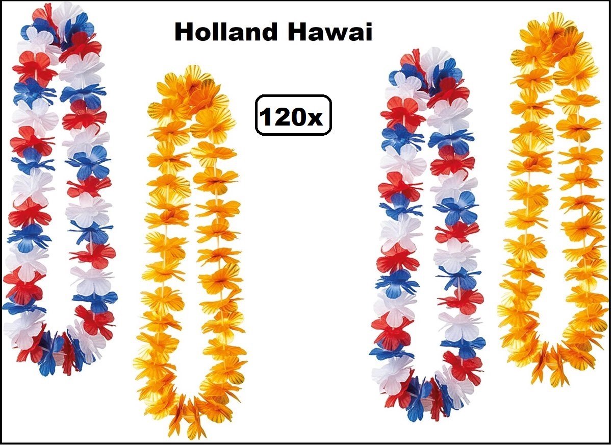120 stuks Hawaislinger Hawai Holland - bloemenkrans - Holland WK Voetbal thema feest hawaii krans Nederland