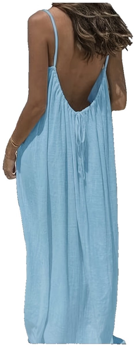 Currero Open Rug Jurk Backless Body Jurk Shirt Jurken Open Back Dress Hemelsblauw