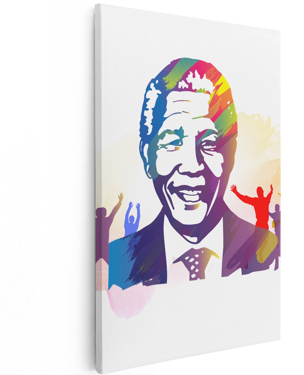 Artaza Canvas Schilderij Nelson Mandela - 120x180 cm - Groot - Wanddecoratie Woonkamer - Schilderijen - Muurdecoratie