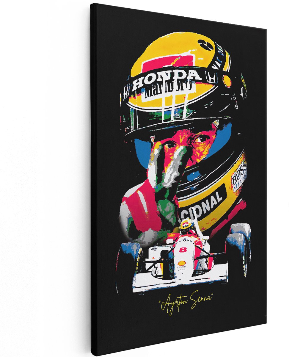 Artaza Canvas Schilderij Formule 1 Coureur Ayrton Senna - 120x180 cm - Groot - Muurdecoratie - Canvas Print