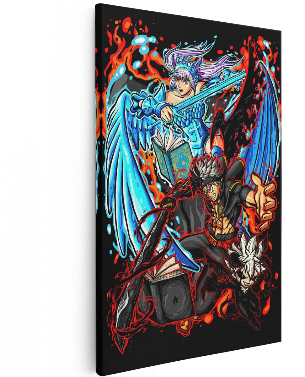 Artaza Canvas Schilderij Black Clover Anime - 120x180 cm - Groot - Wanddecoratie Asta Noelle - Muurdecoratie Jongens Slaapkamer - Schilderijen Op Canvas