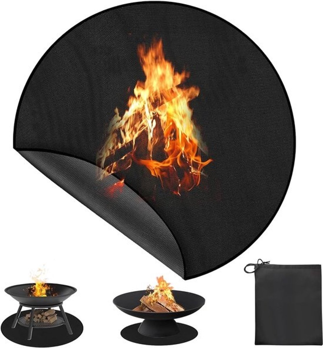 Vuurkorf Ronde Vuurvaste Onderlegger Grillmat - Hittebestendig tot 2000 °C - Outdoor Herbruikbaar en Gemakkelijk te Reinigen - Vloerbescherming voor Open Haard Vloer Terras Camping