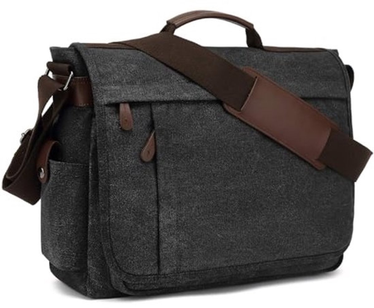 Canvas Schoudertas voor 15,6 inch Laptop - Multifunctionele Werktas en Aktetas voor Heren en Dames