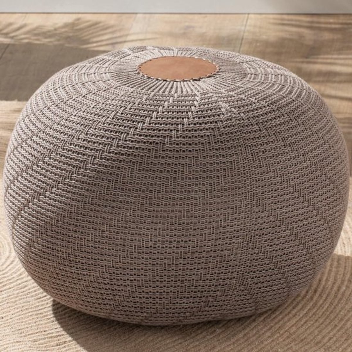 Ronde Gebreide Poef – Multifuntionele Zitkussen voor Woonkamer en Tuin