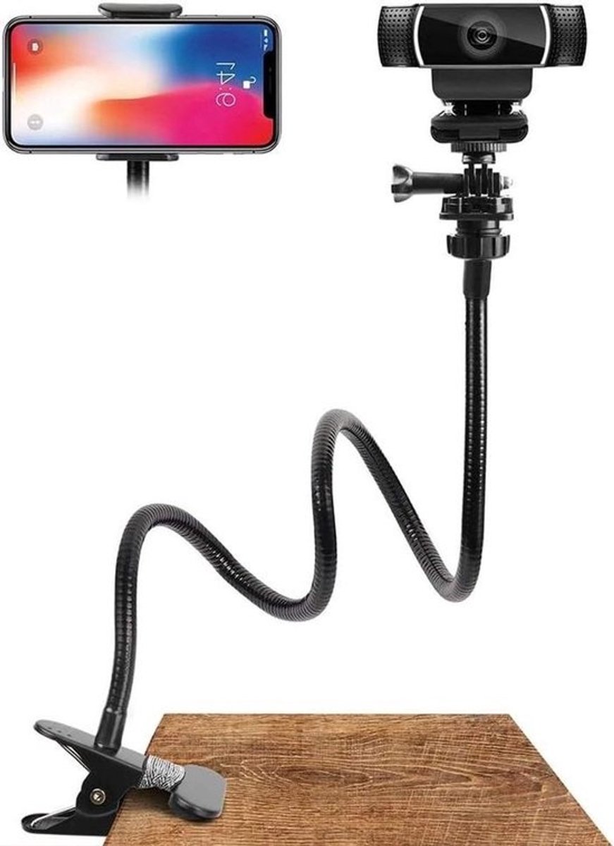 Mobile Phone Holder voor Webcam met 1/4 Inch Universele Schroef Lazy Bracket Flexibele Zwanenhals 360 Graden voor Telefoon en Webcam