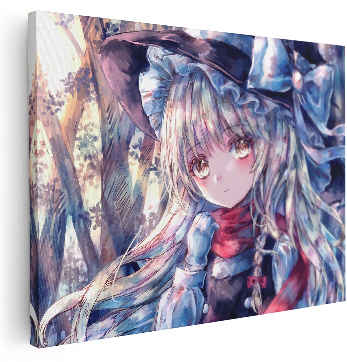 Artaza Canvas Schilderij Anime Heks - 160x120 cm - Groot - Wanddecoratie Bos - Muurdecoratie Meisje - Decoratie Slaapkamer - Kamer Accessoires