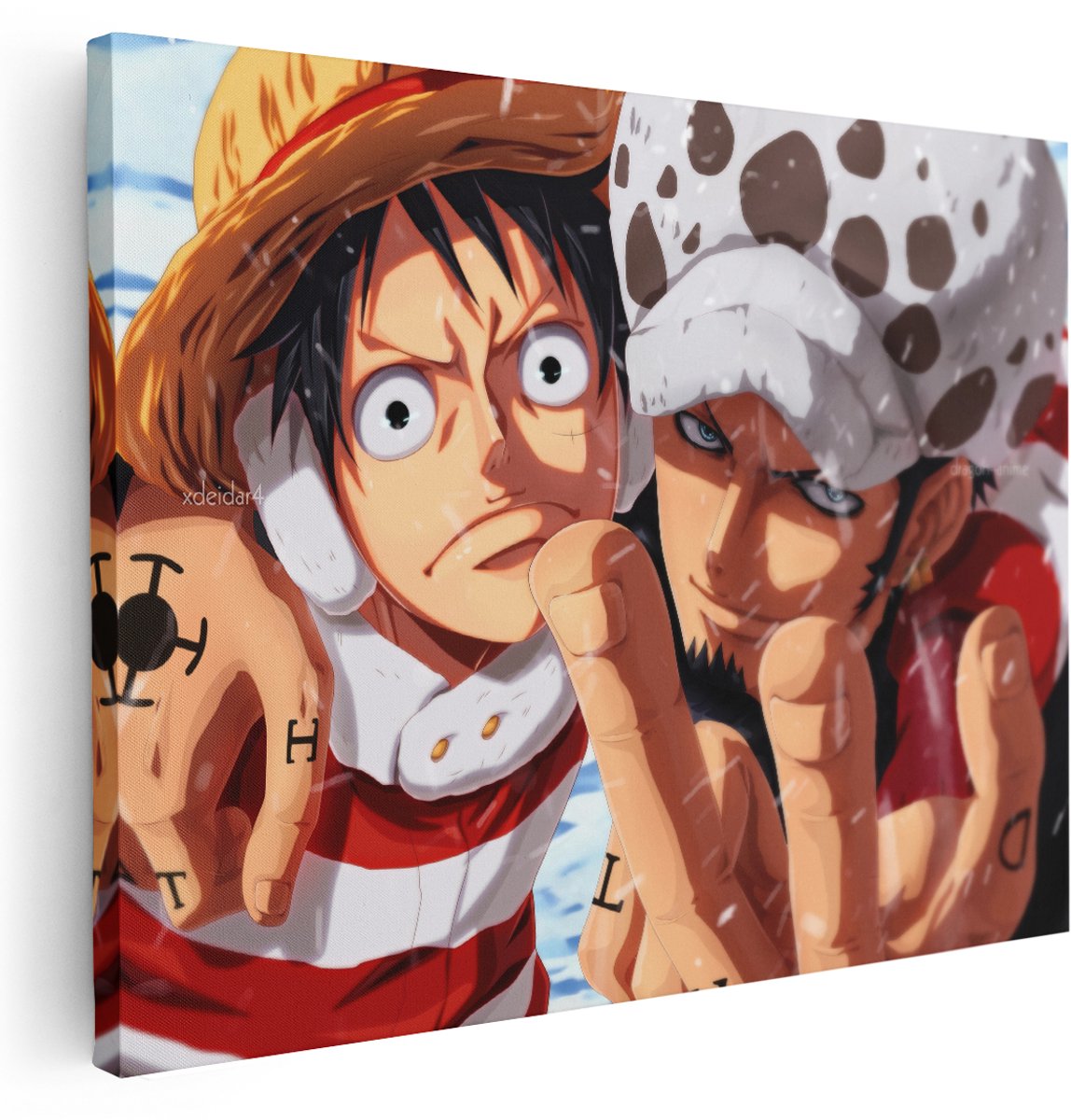 Artaza Canvas Schilderij One Piece - 160x120 cm - Groot - Wanddecoratie Luffy En Law - Muurdecoratie Anime Slaapkamer - Decoratie Jongens - Kamer Accessoires