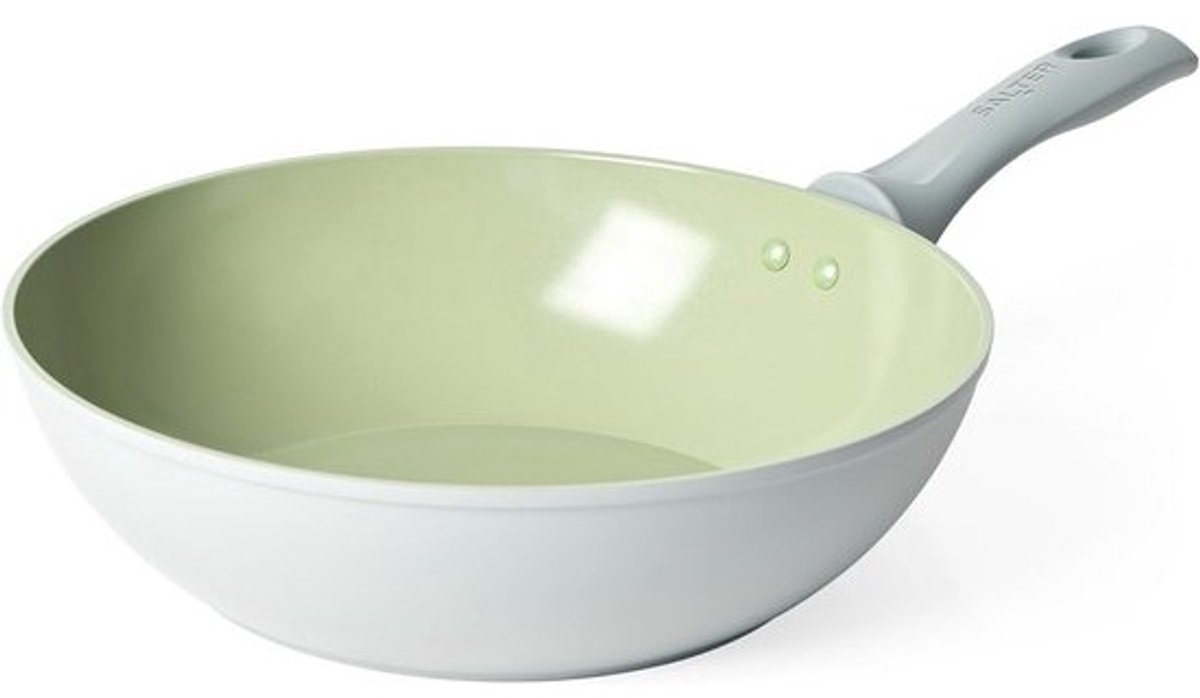 28cm Stir Fry Pan - Gezonde Keramische Anti-aanbaklaag, PFAS-vrij Inductiekookgerei, Aluminium Diepe Pannetje voor Noodles, Eenvoudig Schoon te Maken, PFOA/PTFE-vrij, Koelblijvende Handgreep, Groen