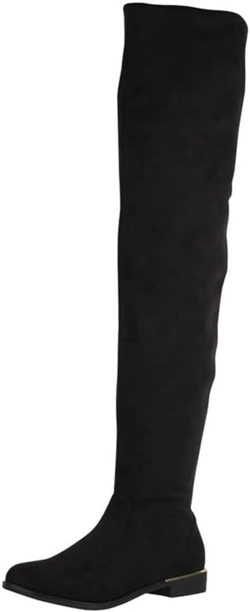 Dames Overknees Laarzen in Suède Look - Mode Chunky Rayan Style