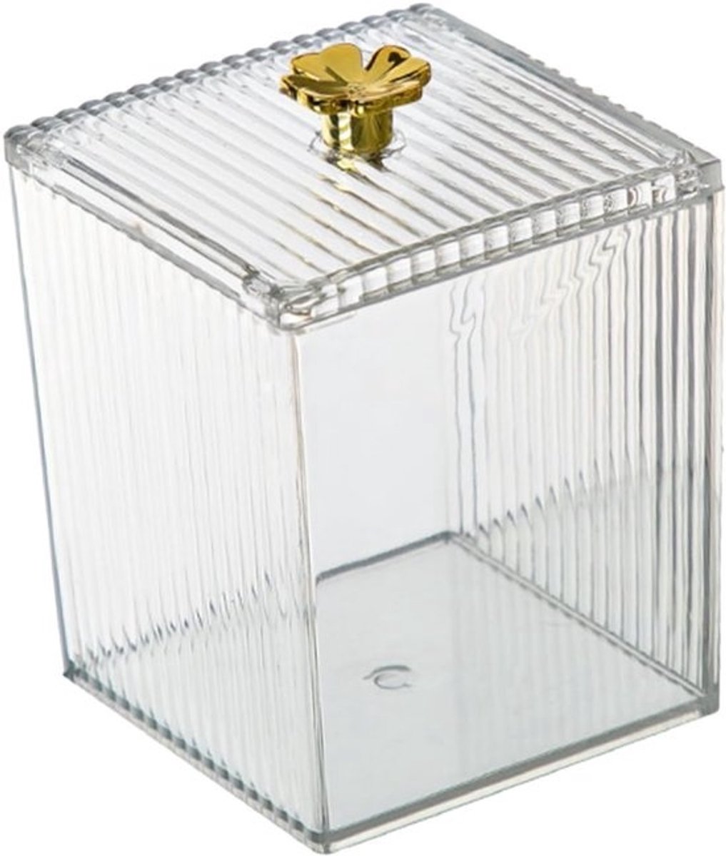 Opbergdozen Wattenschijfjes - Cosmetica Organizer - Badkamer Opbergen - Met Deksel - 11 x 168 cm - Transparant
