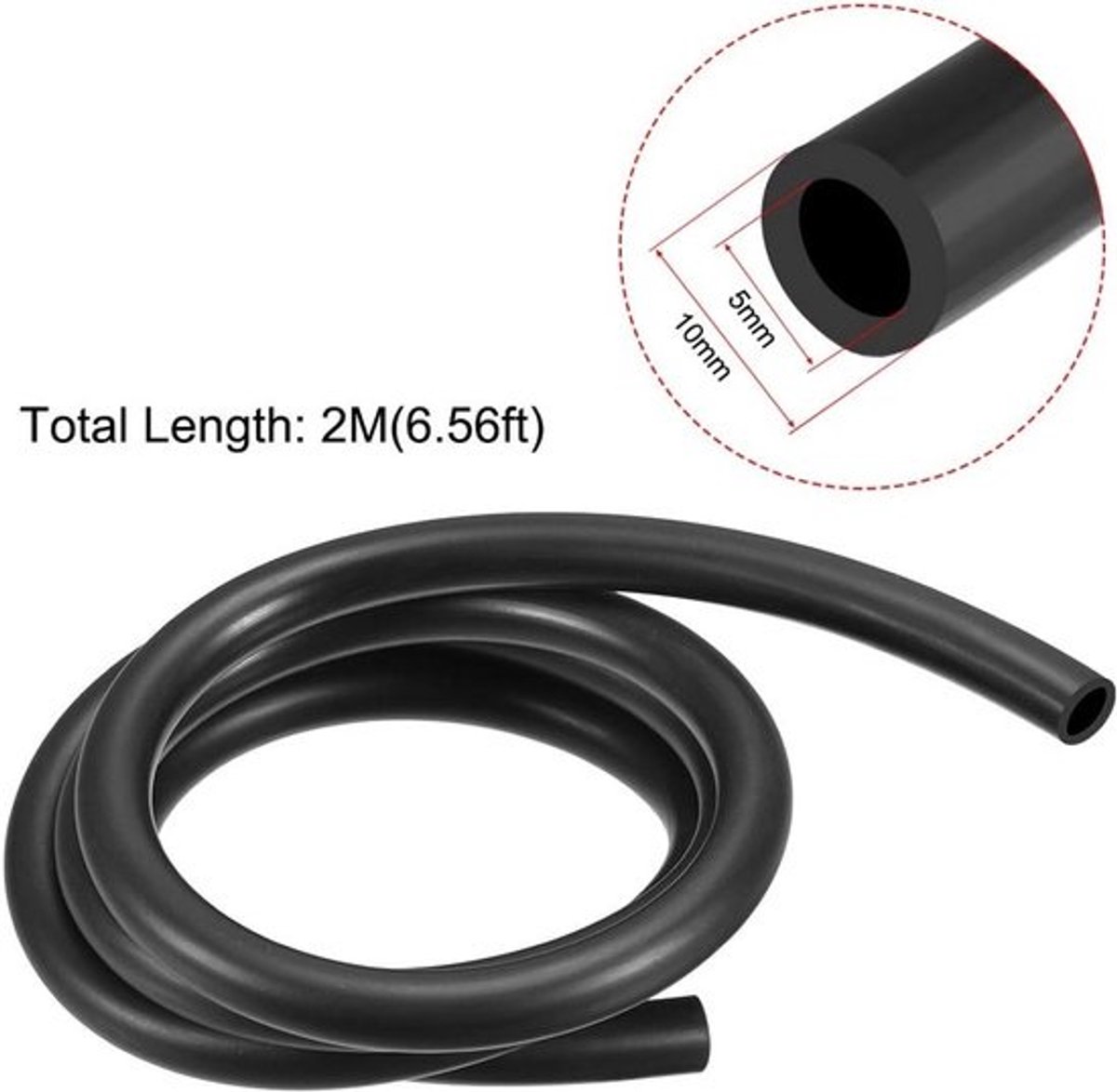 Flexibele Brandstofslang NBR Zwart 5mm Binnen Diameter 8mm Buiten Diameter 2 Meter