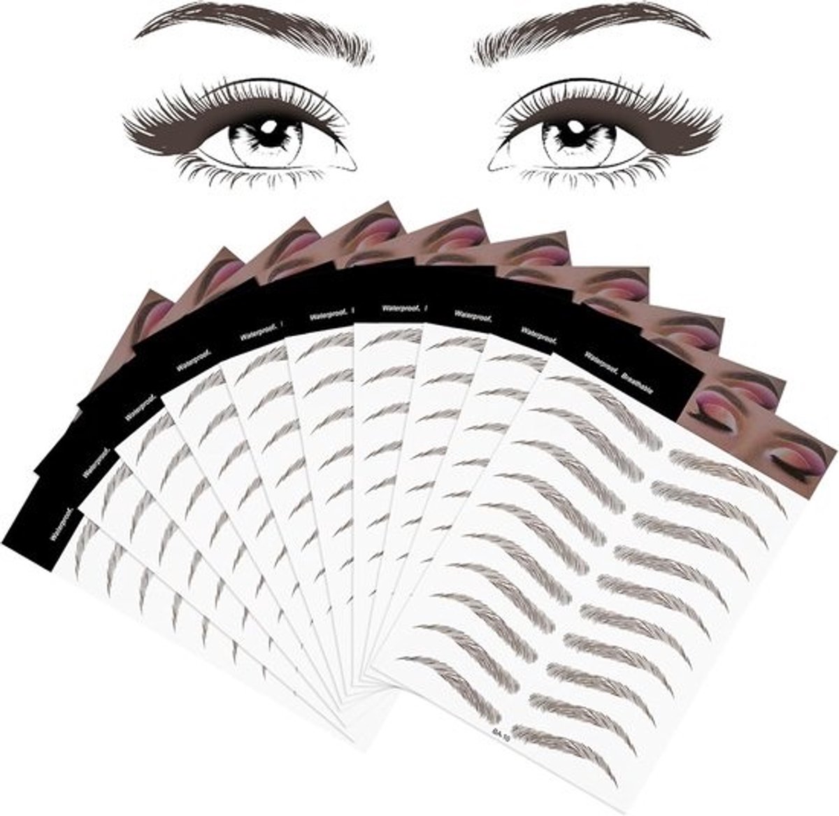 Wenkbrauw Tattoos - Haarachtige Stickers - Wenkbrauw Verzorging - Waterdicht & Zelfklevend - 10 Vel - Bruin