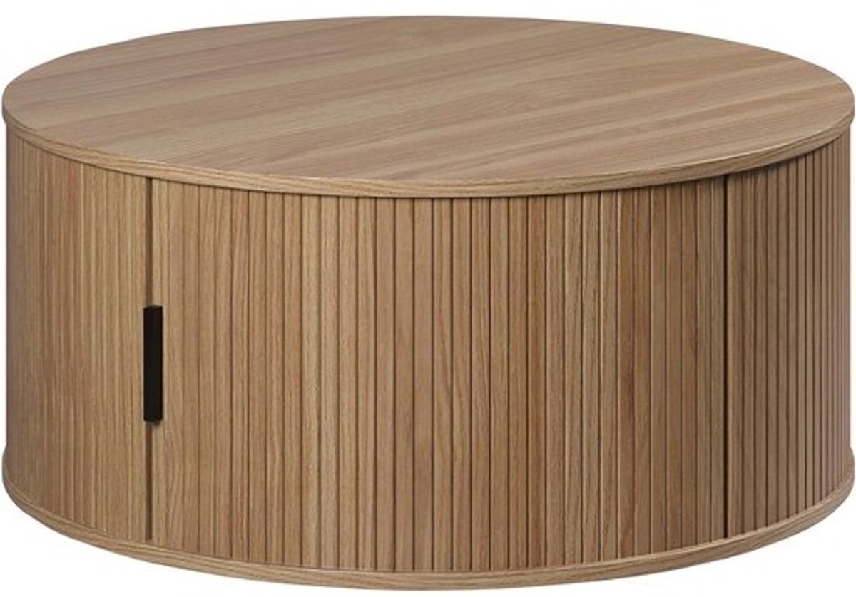 Ronde Salontafel met Opbergruimte 80x80 cm Eikenhout Optiek Modern