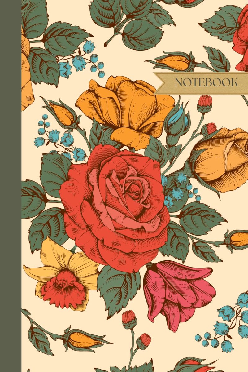 Vintage Floral Notebook: Vintage Roses Floral Notebook Journal - 120 cream lined pages - 6x9 - ShopVlot
