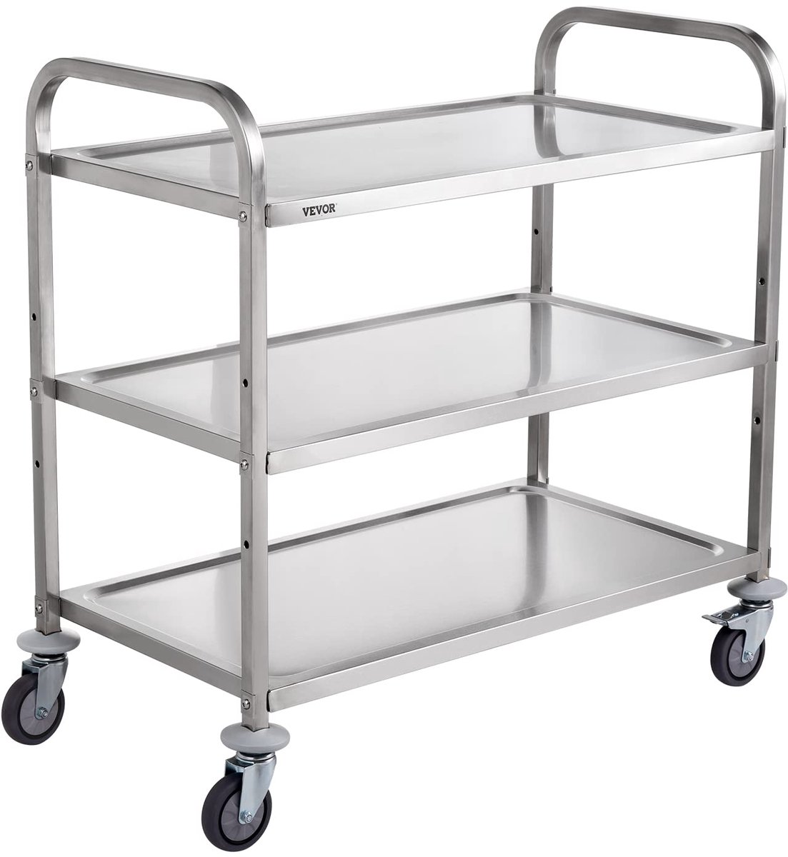 VEVOR Keuken Utility Cart, 3 lagen, Wire Rolling Cart met 450 lbs capaciteit, Stalen Service Cart op wielen, Metalen - ShopVlot