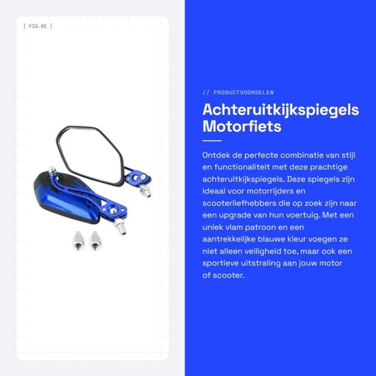 Dailygoods- Achteruitkijkspiegels - 1 Paar - 8 mm/10 mm - Universeel - Aluminium - Vlam Patroon - Motorfiets Spiegels