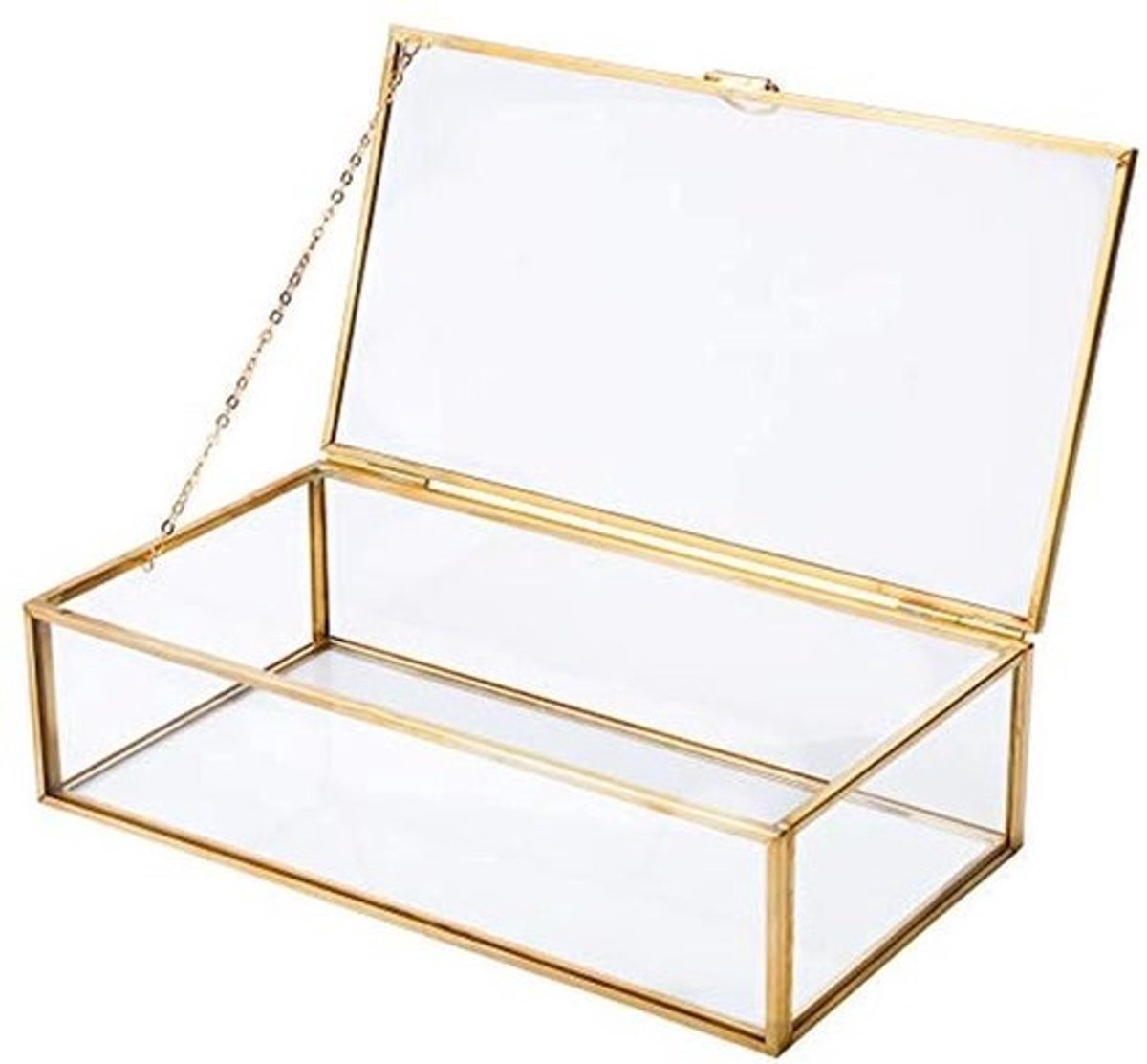 Glazen doos met deksel in goudkleur - Vintage decoratieve sieraden organizer voor bruiloften en feesten