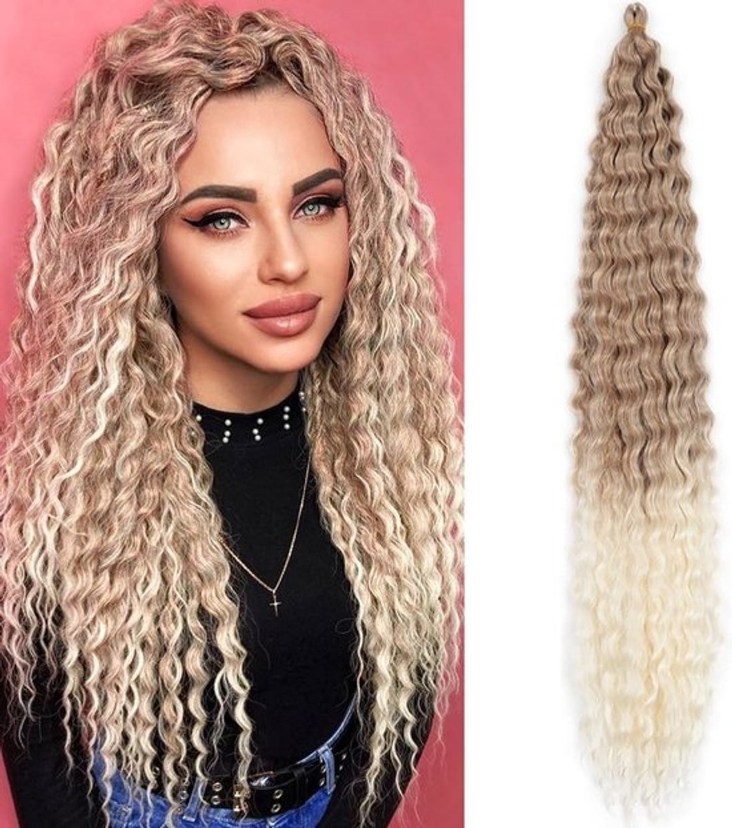 Crochet Vlechthaar Watergolf Twist Synthetisch Krullend Haarverlenging 30 Inch 3 Bundels