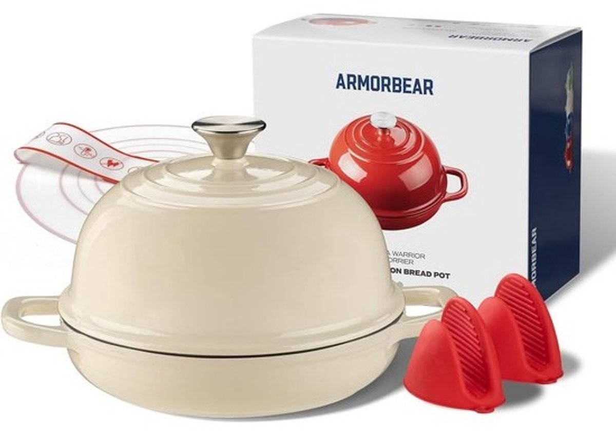 Gietijzeren Dutch Oven (5QT) - Ronde Broodpan met Deksel voor Zuurdesem Brood