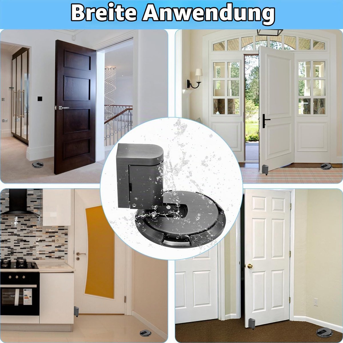 Deurstopper - Zelfklevend (met 3M-tape) of met schroeven - Zwaar & In hoogte verstelbaar - Voor vloerbevestiging & Muurbescherming - Grijs
