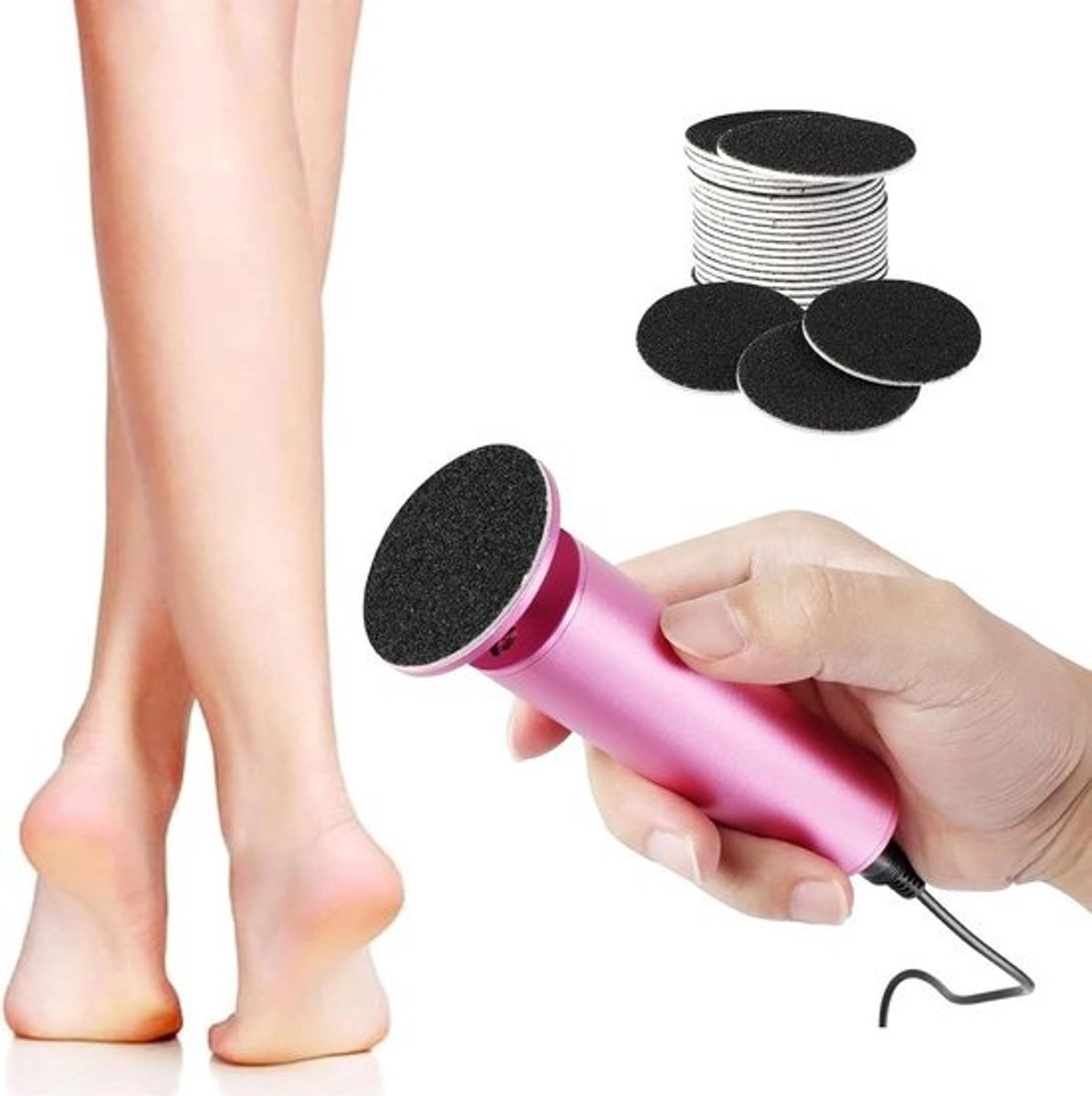 Elektrische Eeltverwijderaar - Voetvijl Pedicure - Voeten Verzorgen - Instelbare Snelheid - 60 Schijven - Roze