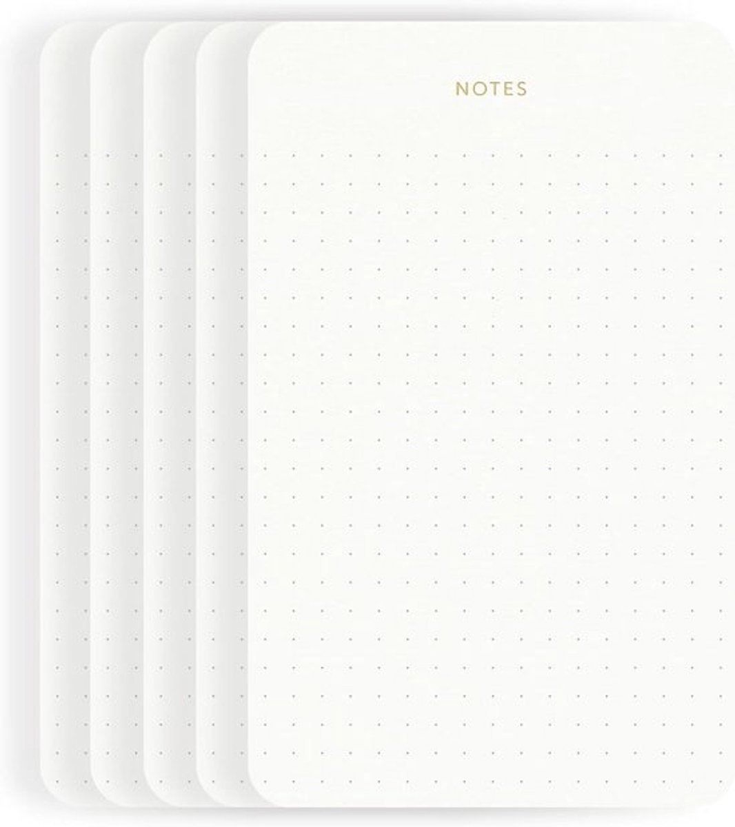 Set van 5 Elegante Notitieblokken A6 met Stippen Raster en Gouden Foliedruk - 500 Vel