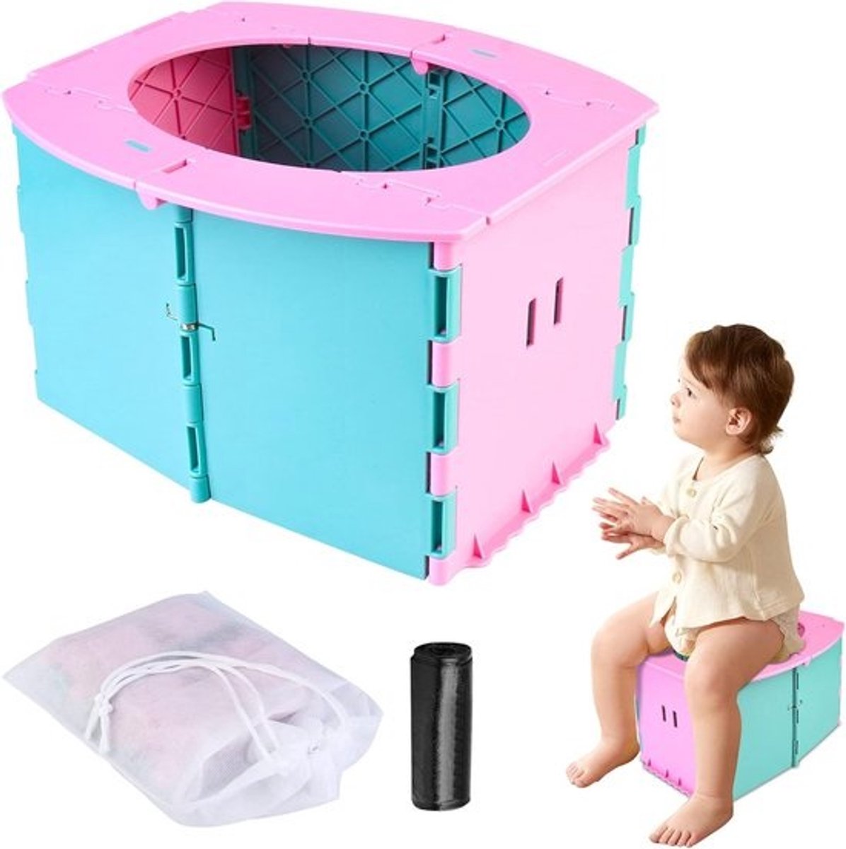 Vouwbare kinderpoep - Draagbare toiletpot voor onderweg, geschikt voor reizen, kamperen en autoritten