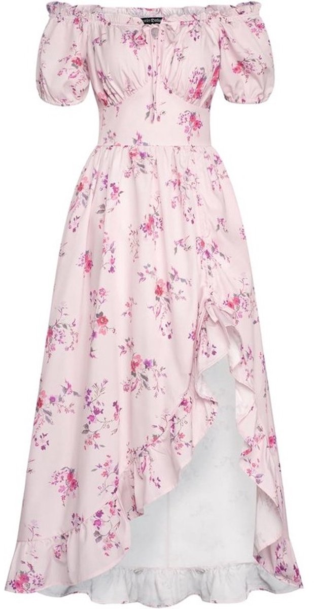 Dames Jurk Victoriaans Bloemenpatroon Korte Mouw Ruches Stijl Cottagecore