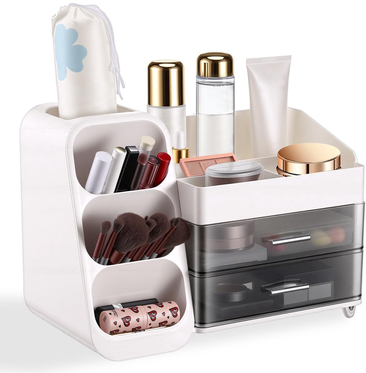 Make-up Organizer - Met lades en grote capaciteit - Stevige cosmetica opbergruimte voor badkamer, slaapkamer en kaptafel - Wit